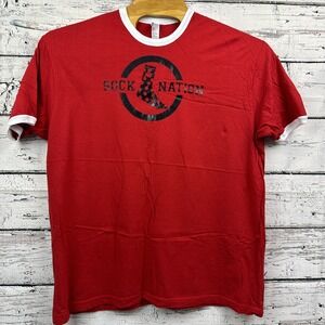 American Apparel T Shirt Red "Sock Nation" [Adult Size‎ XXL] 2XL Two Extra Large
